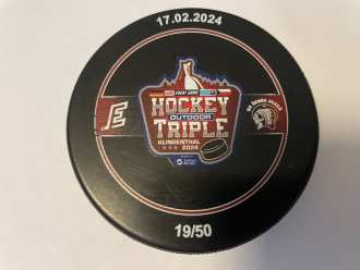 Outdoor Triple game used puck (3rd Period - 19/50), KVA vs PLZ 2:5, 17/2/24